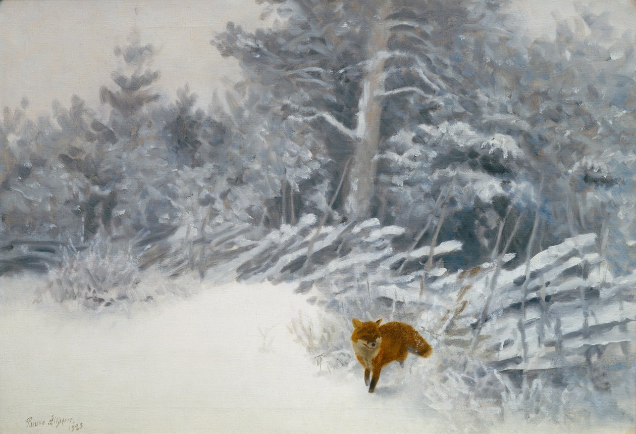 Uma Raposa no Bosque de Inverno de Bruno Andreas Liljefors