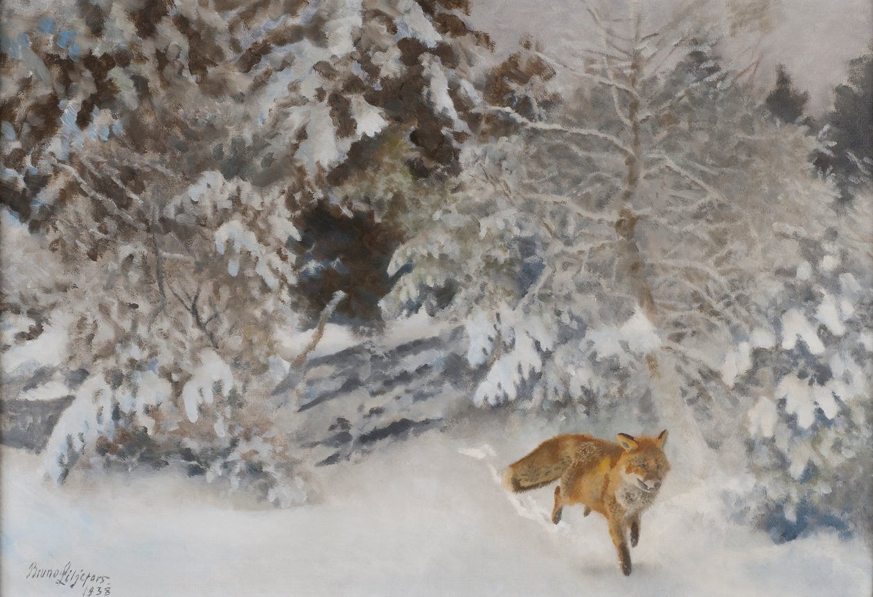 Raposa na paisagem do inverno, 1938 de Bruno Andreas Liljefors