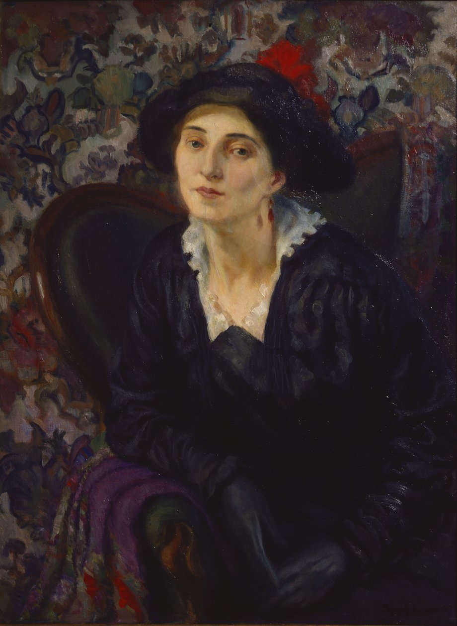 Pauline, a esposa dos artistas (óleo sobre tela) de Brynjulf Larsson
