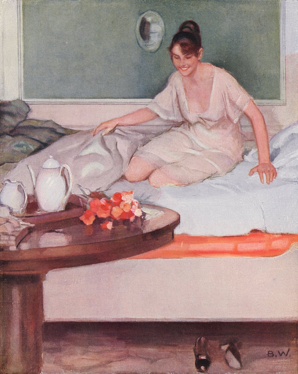 Um presente matinal (litografia a cores) de Brynolf Wennerberg