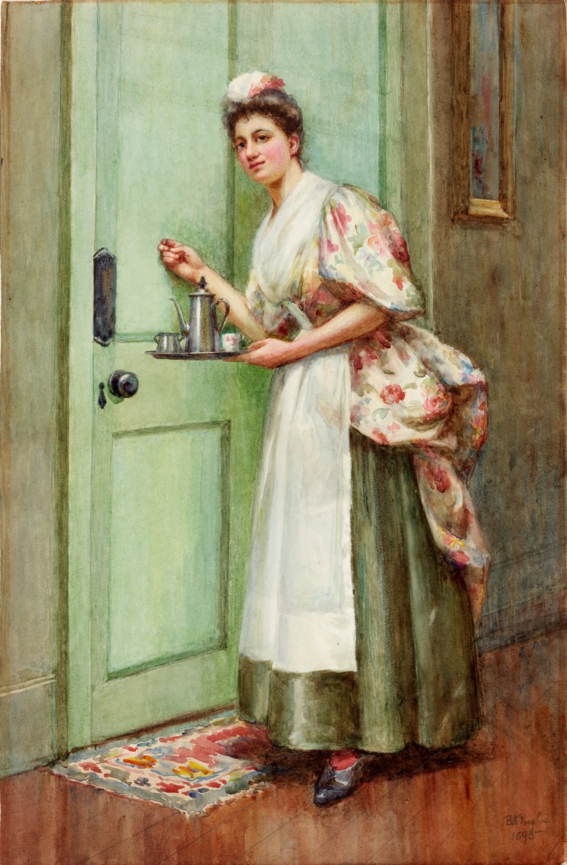 Figura Study, 1895 (lápis & wc no papel colado no cartão) de Buddig Anwylini Pughe