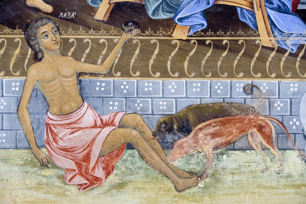 Bulgária, Montanhas de Rila, Mosteiro de Rila, pormenor de um fresco na Igreja da Natividade da Virgem de Bulgarian School