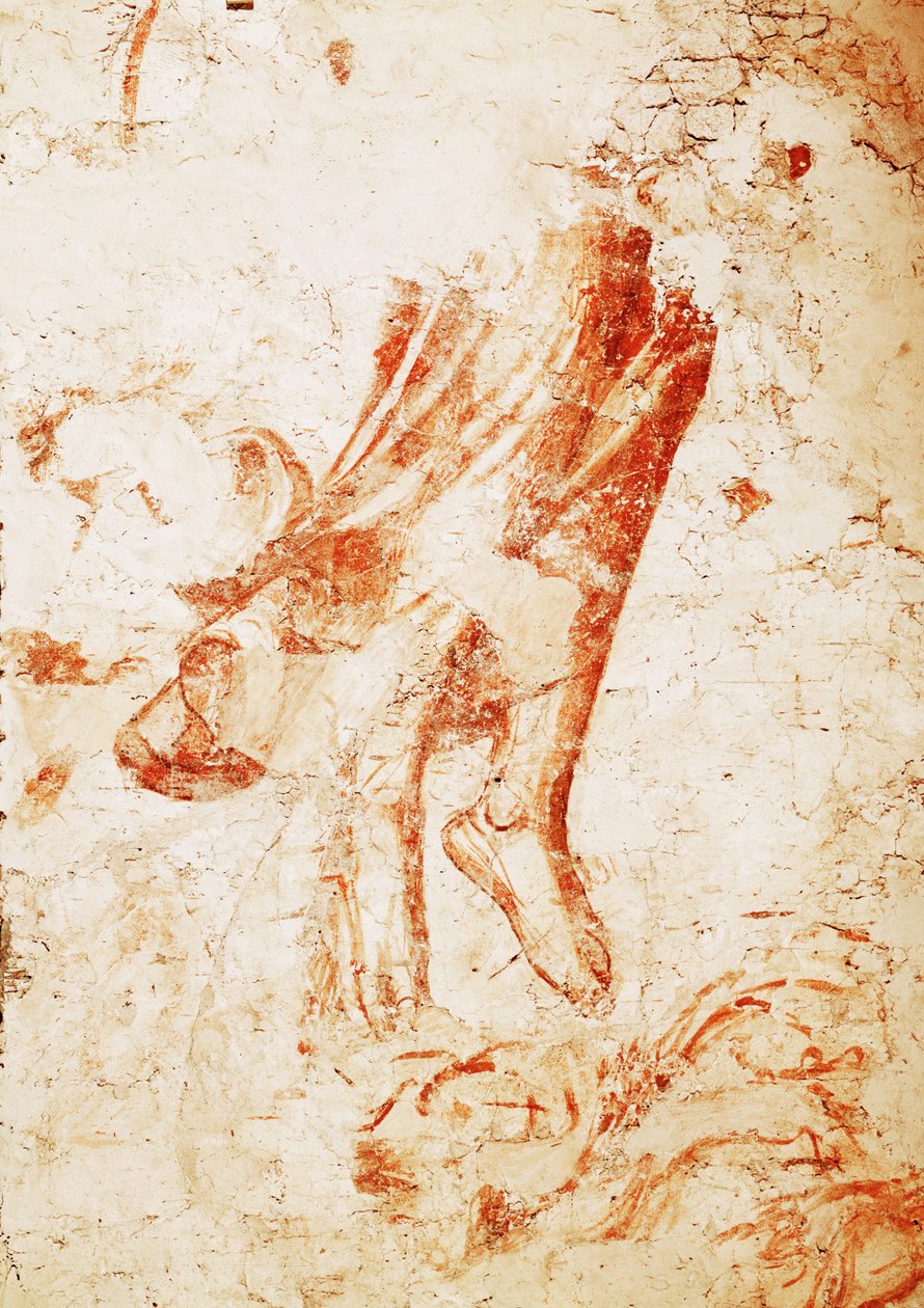 Sinopia com um anjo da morte e um bispo ... (fresco) de Buonamico Buffalmacco