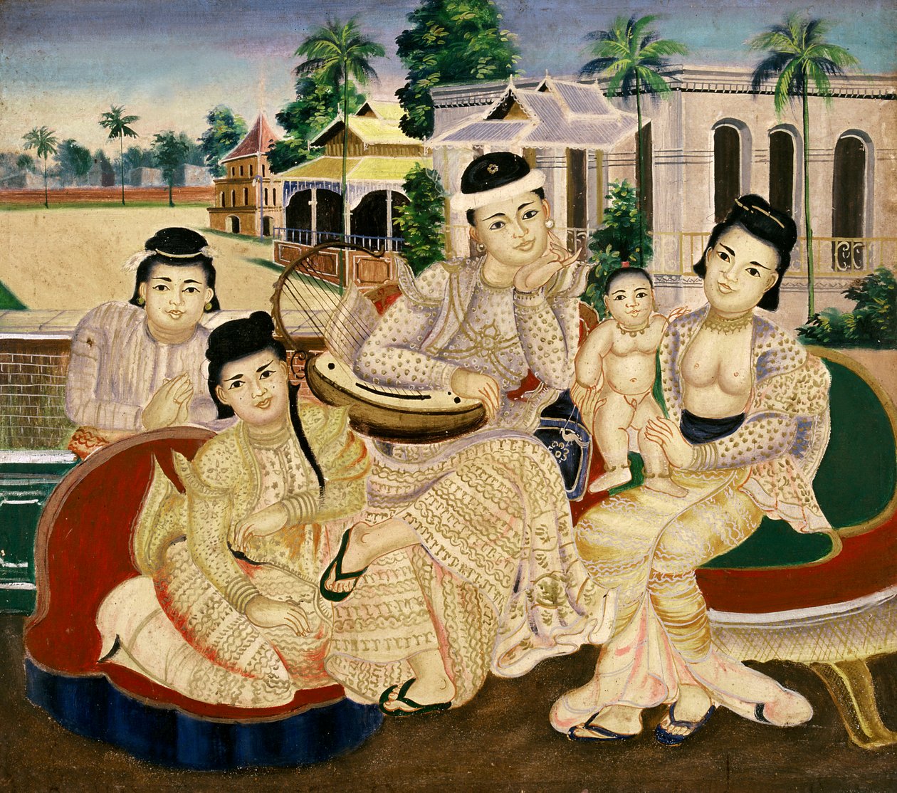 Retrato de família de Burmese School