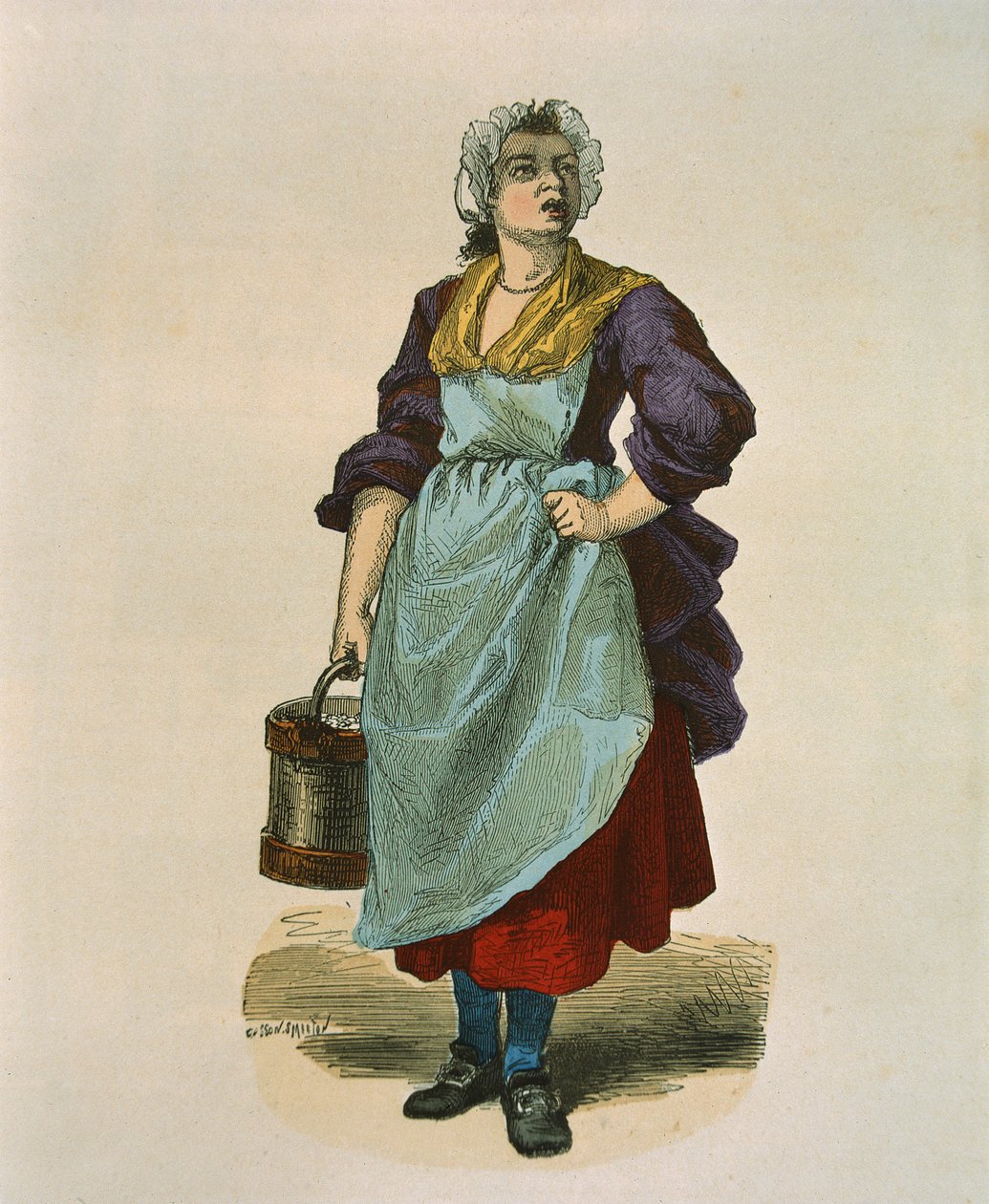 Vendedor de noz em 1774 (gravura a cores) de Burn Smeeton