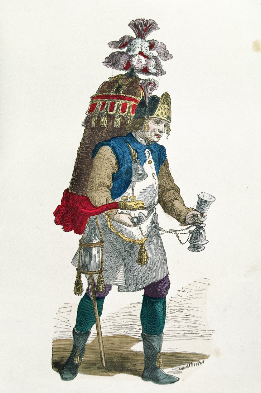 Vendedor de coco em 1774 (gravura a cores) de Burn Smeeton