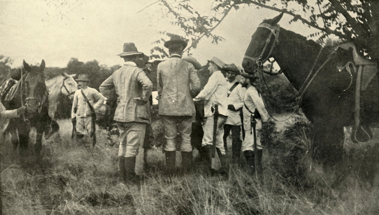 General Lawton Aprendendo com Oficiais Cubanos ... 30 de junho, Guerra Hispano-Americana, 1898, 1899. de Burr McIntosh