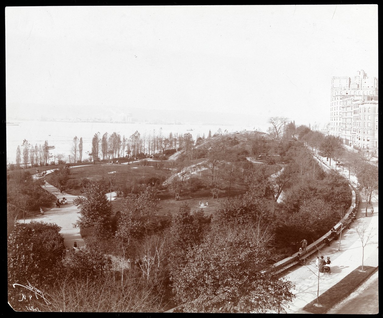 Vista aérea, de, riverside, parque, olhar, nordeste, nova iorque, c.1893, (silver, gelatin, print) de Byron Company