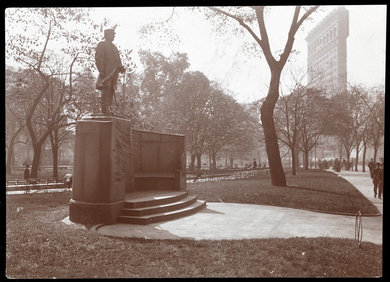 Estátua de David Glasgow Farragut em Madison Square Park, Nova York, c.1905 (impressão de gelatina de prata) de Byron Company