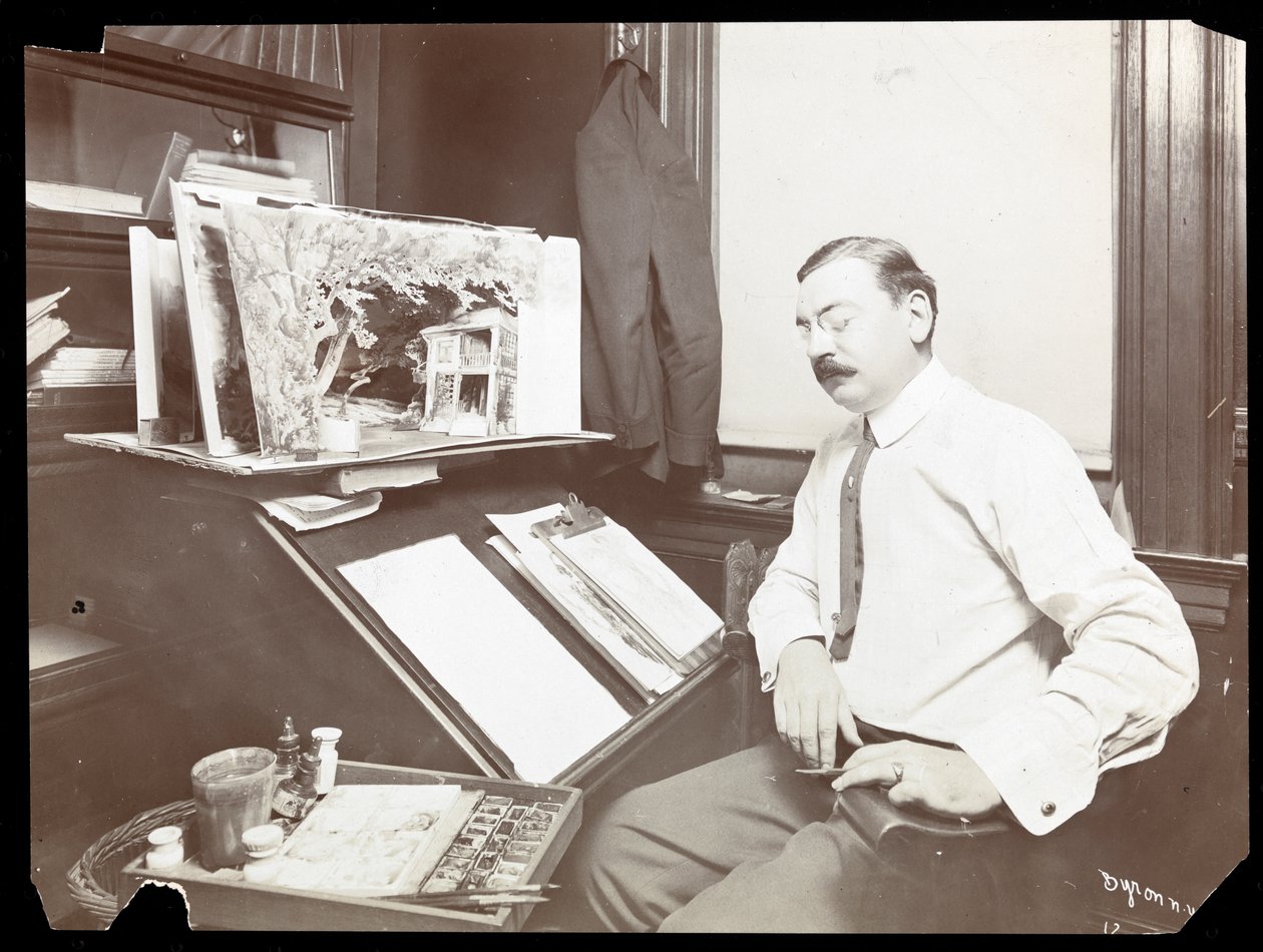 Joseph Physioc, designer cênico, 1900 (impressão em gelatina de prata) de Byron Company