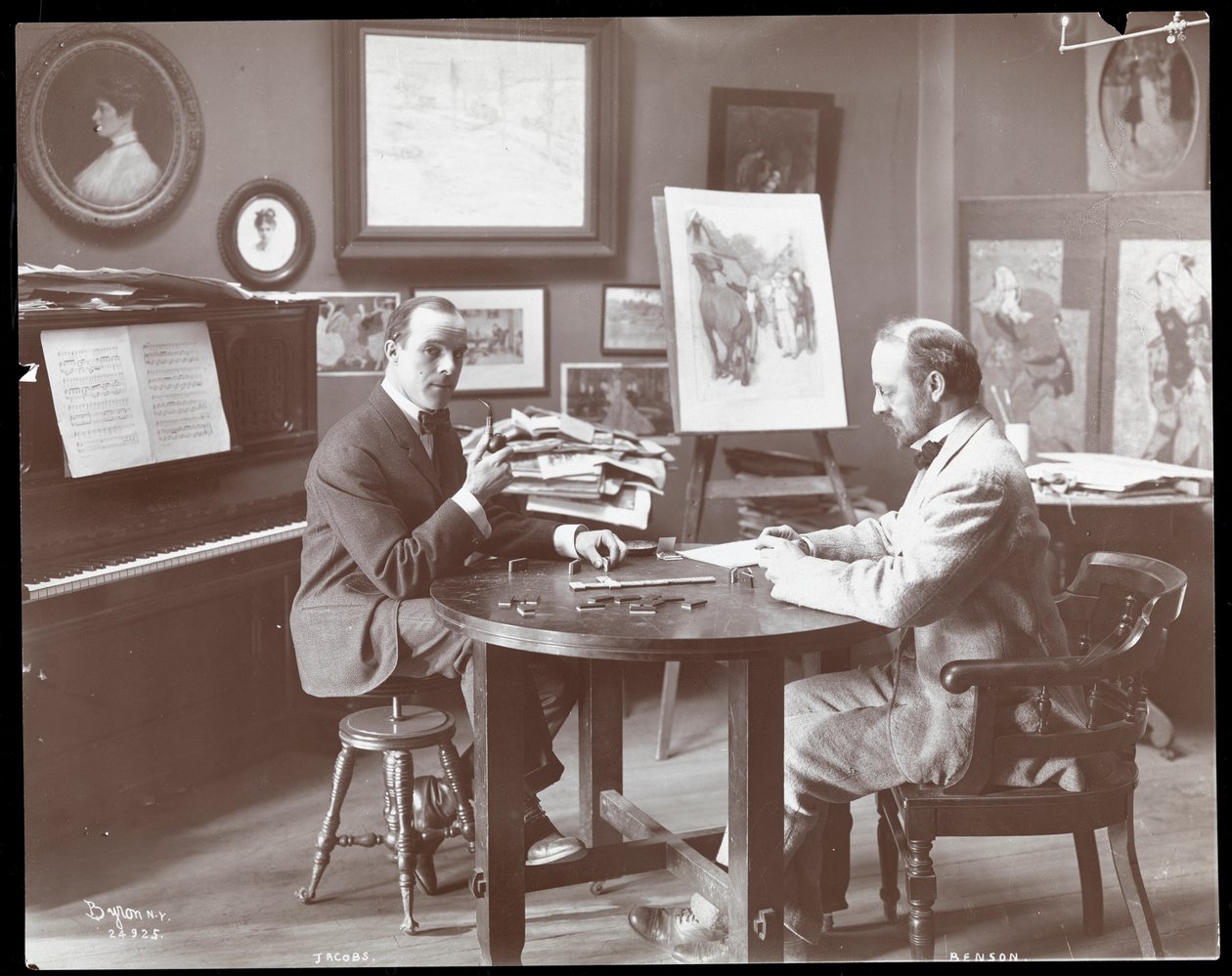 Michel Jacobs e Benson jogando dominó, 1907 (impressão de gelatina de prata) de Byron Company