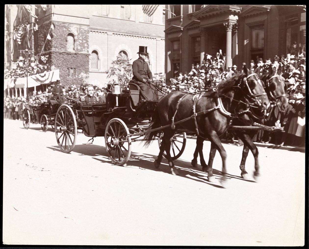 Vista, almirante, sampson, carruagem, dewey, parada, quinta, avenida, novo, york, 1899, (silver, gelatin, print) de Byron Company