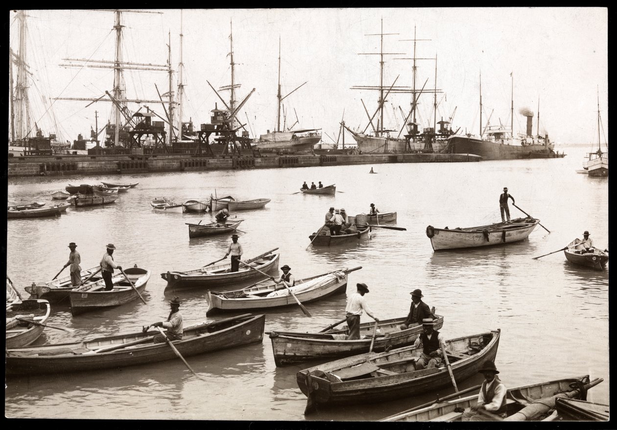 Vista do porto em Collao, Peru, 1906 (impressão de gelatina de prata) de Byron Company