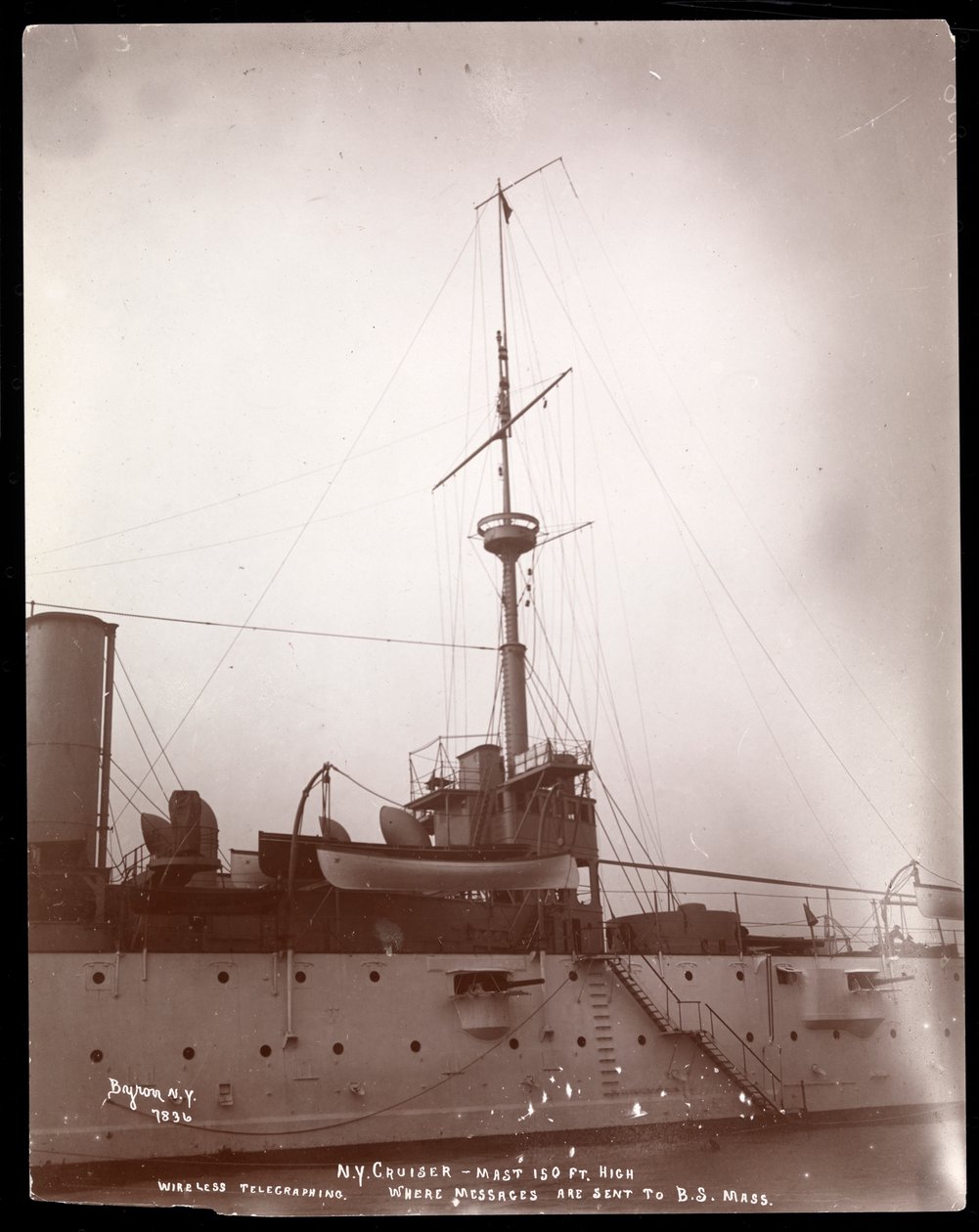 Telegrafia sem fio: O mastro de 150 pés do qual o sinal sem fio de Marconi foi enviado para Boston, Massachusetts, 1899-1900 (impressão em gelatina de prata) de Byron Company
