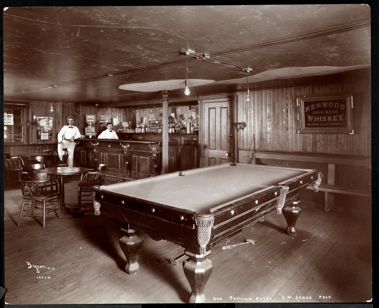 O bar no Janer&39;s Pavilion Hotel, Red Bank, Nova Jersey, 1903 (impressão em gelatina de prata) de Byron Company