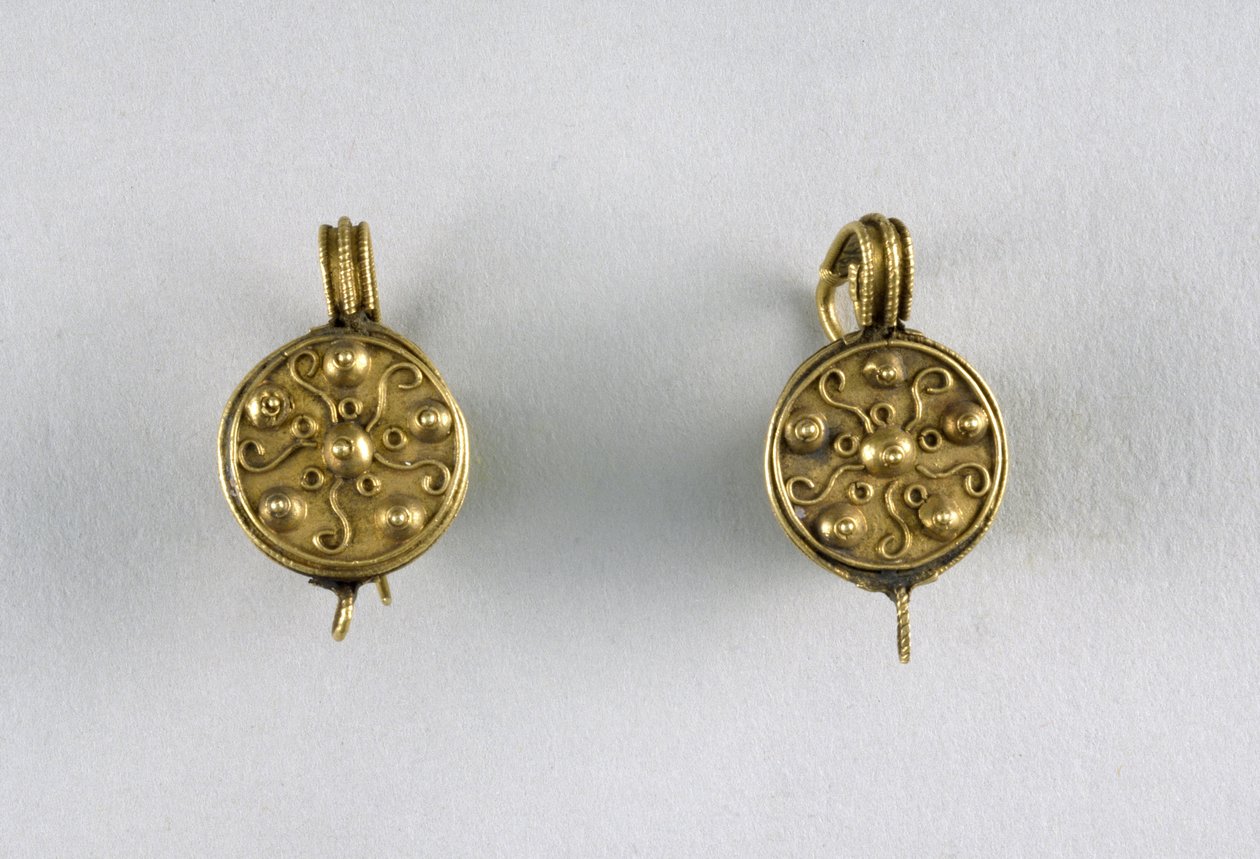 Brincos disco, século c.1 (ouro) de Byzantine