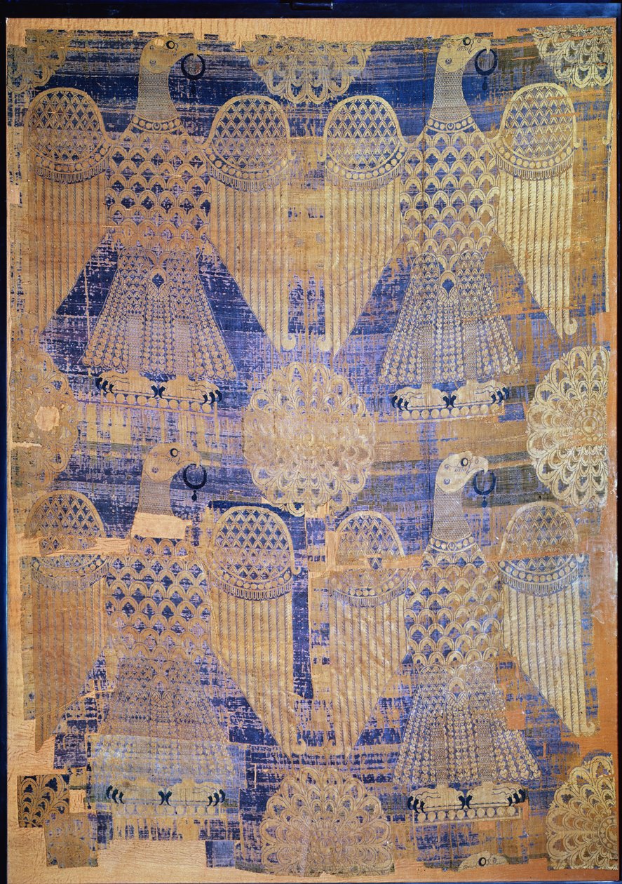 Fragmento do &39;Sudário de St. Germain&39;, de Constantinopla (Istambul) do século VIII a IX (seda) de Byzantine