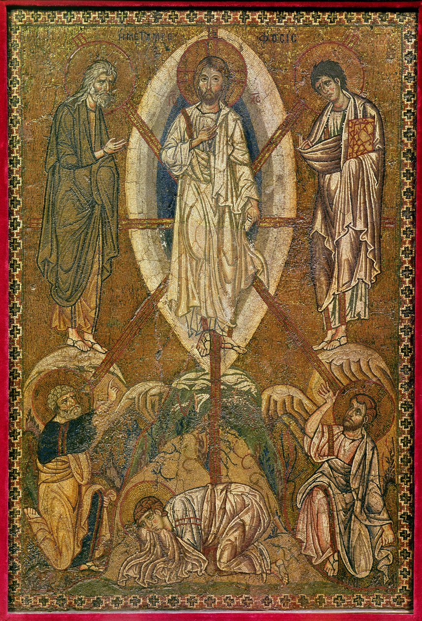 Ícone portátil representando a transfiguração, do 11º ao 12º século (mosaico) de Byzantine