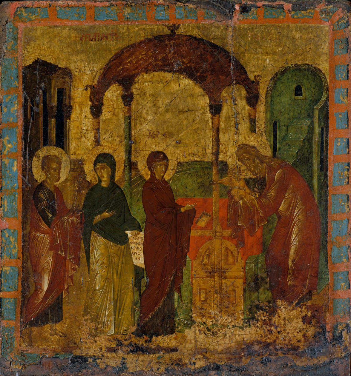 A apresentação no templo (tempera em madeira, chão de ouro) de Byzantine