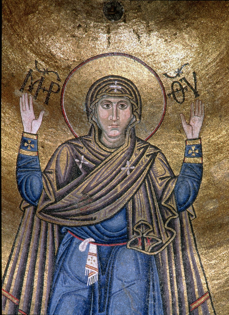 A Virgem Orans, c.1050 (mosaico) de Byzantine