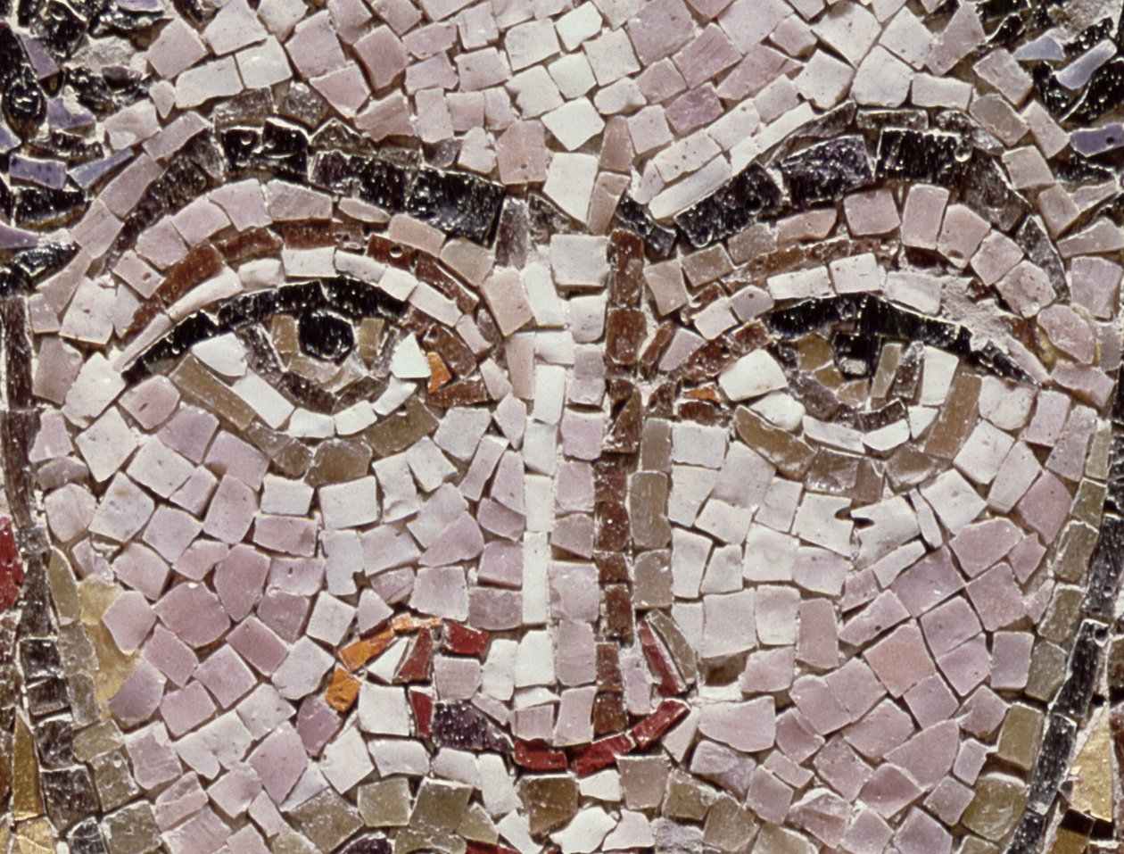 Imperador Justiniano I (483-565) c.547 AD (mosaico) (detalhe de 140283) de Byzantine School