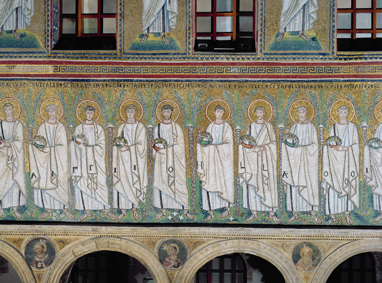 Grupo de santos e mártires (mosaico) de Byzantine School