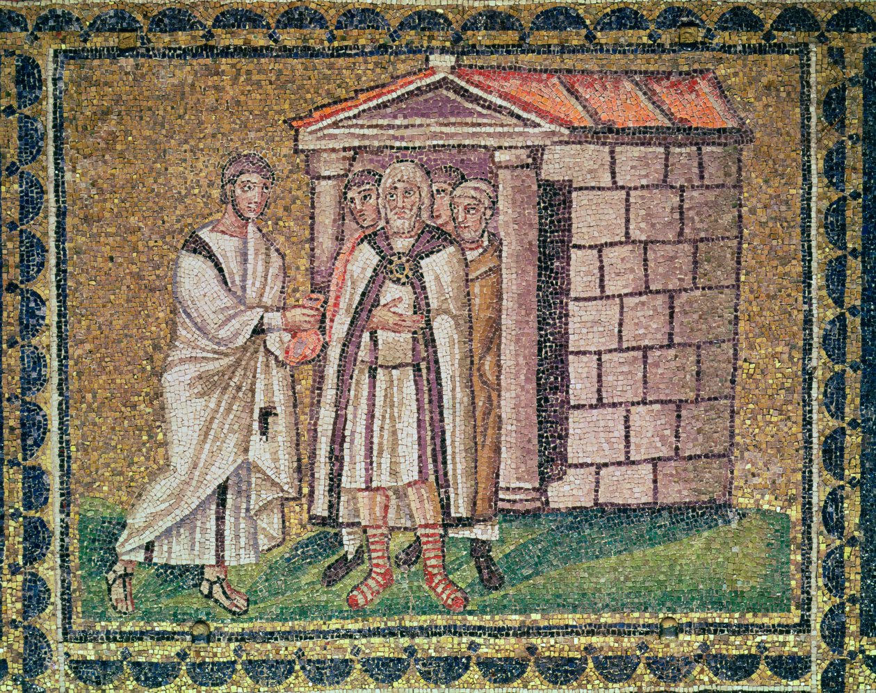 Judas se arrepende, cenas da vida de Cristo (mosaico) de Byzantine School