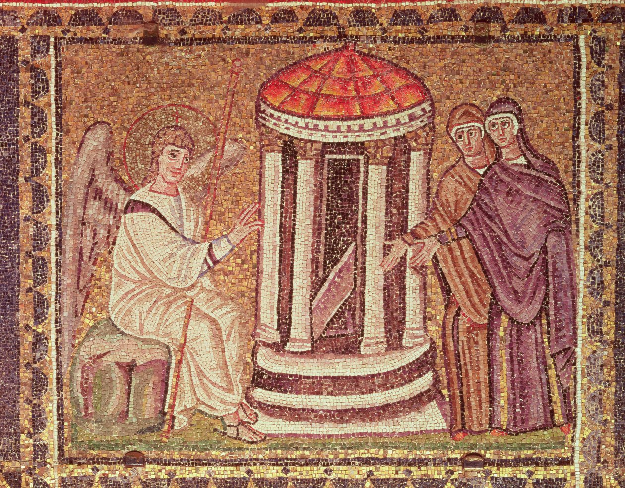 As Marias no Túmulo, Cenas da Vida de Cristo (mosaico) de Byzantine School