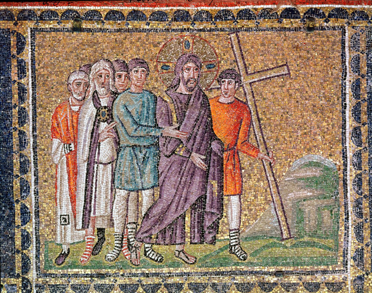 O Caminho do Calvário, cenas da vida de Cristo (mosaico) de Byzantine School