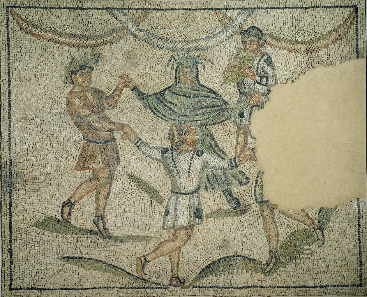 A dança das estações do ano (mosaico) de Byzantine School