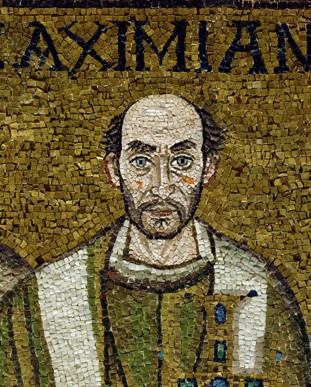 O rosto de Massimiano (mosaico) de Byzantine School