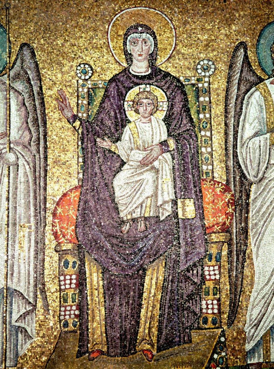 Virgem e Criança, da Procissão dos Mártires na nave (mosaico) de Byzantine School