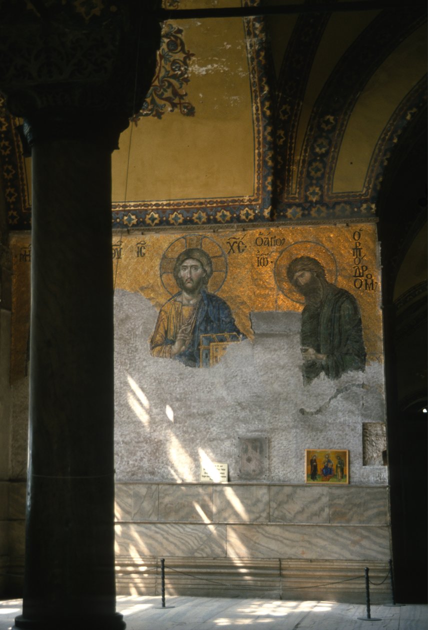 Cristo e São João Batista em Hagia Sophia (mosaico) de Byzantine