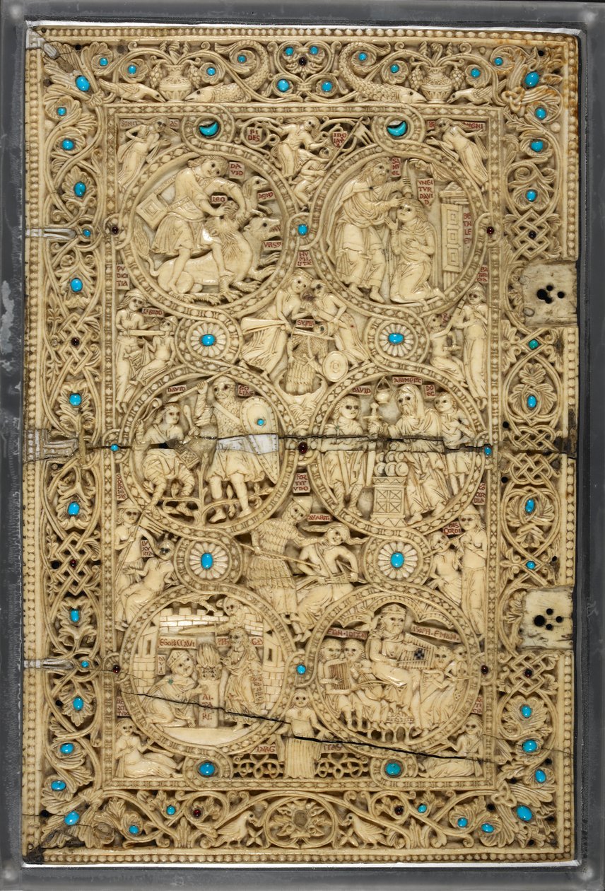 Egerton MS 1139 Capa superior com cenas da vida de Davi, o 