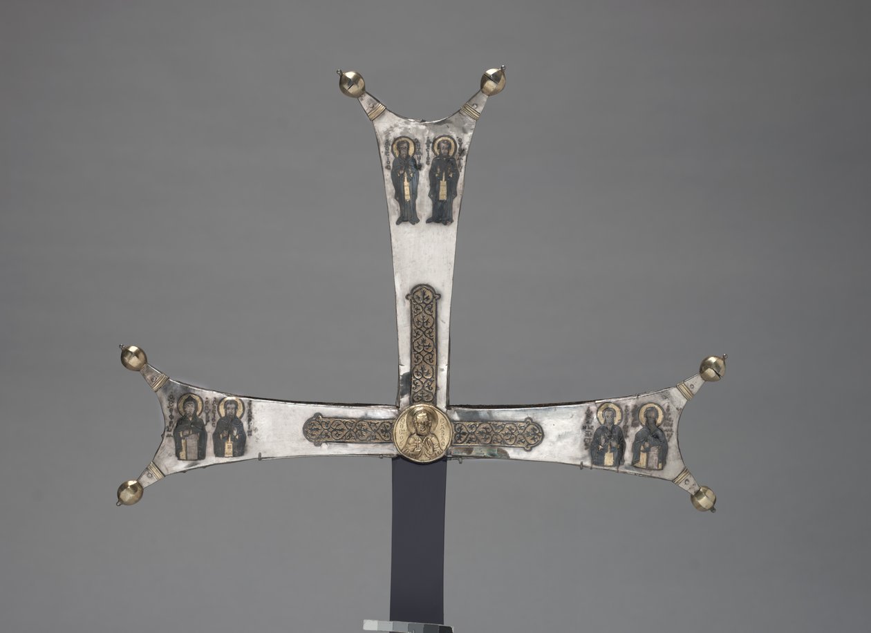 Fragmento de uma cruz processional, c.1050 (prata dourada, niello) de Byzantine