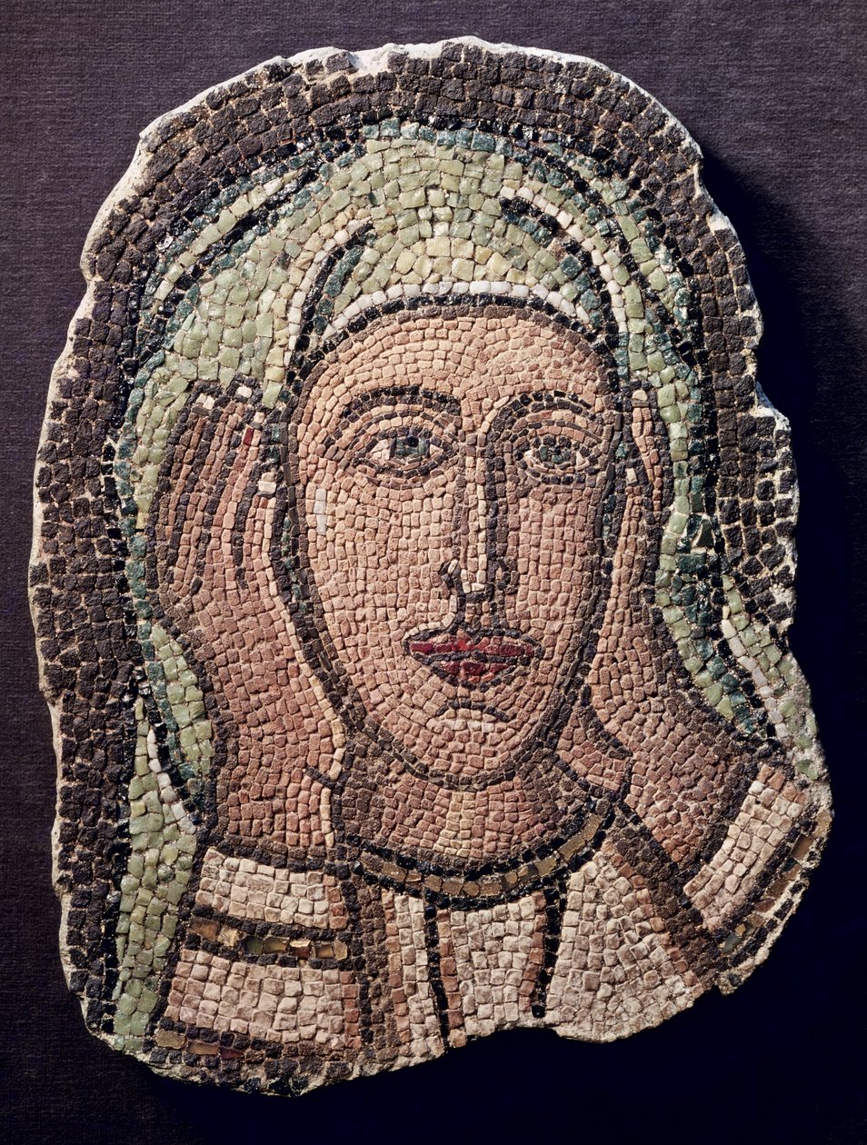 Chefe de uma das Mulheres Santas, da Turquia (mosaico) de Byzantine