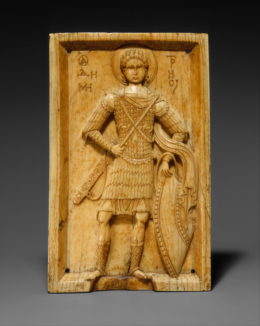Ícone com São Demétrio, 950-1000 (marfim) de Byzantine