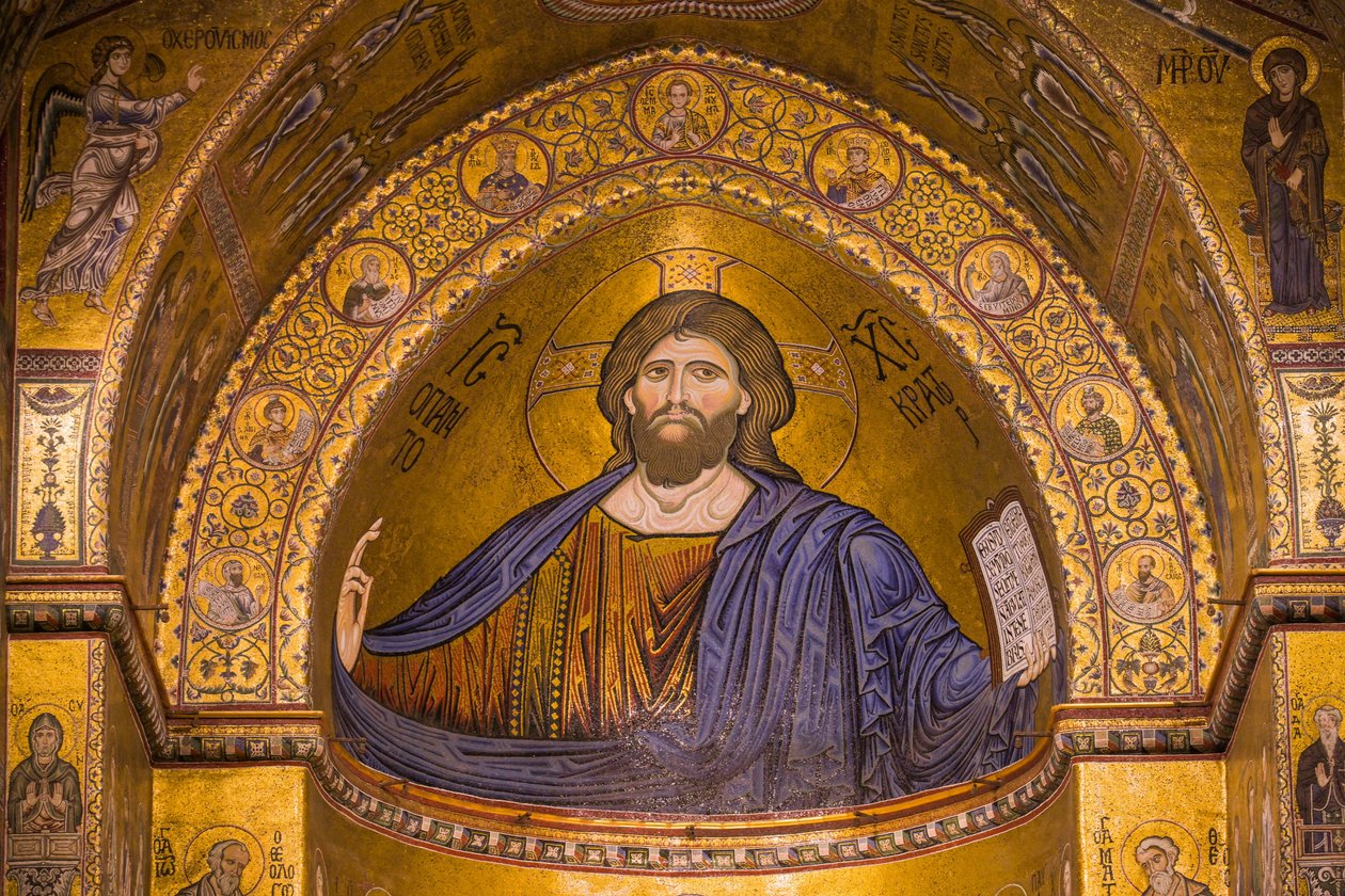 Imagem de Jesus, Catedral de Santa Maria Nuova, Monreale, Sicília, Itália, Europa de Byzantine
