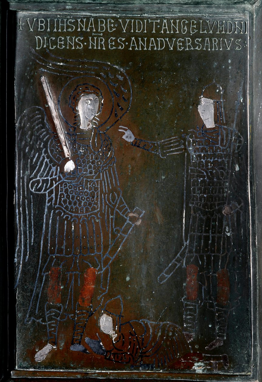 Josué encontra um anjo da porta de bronze feito em Constantinopla em 1076. Monte Sant
