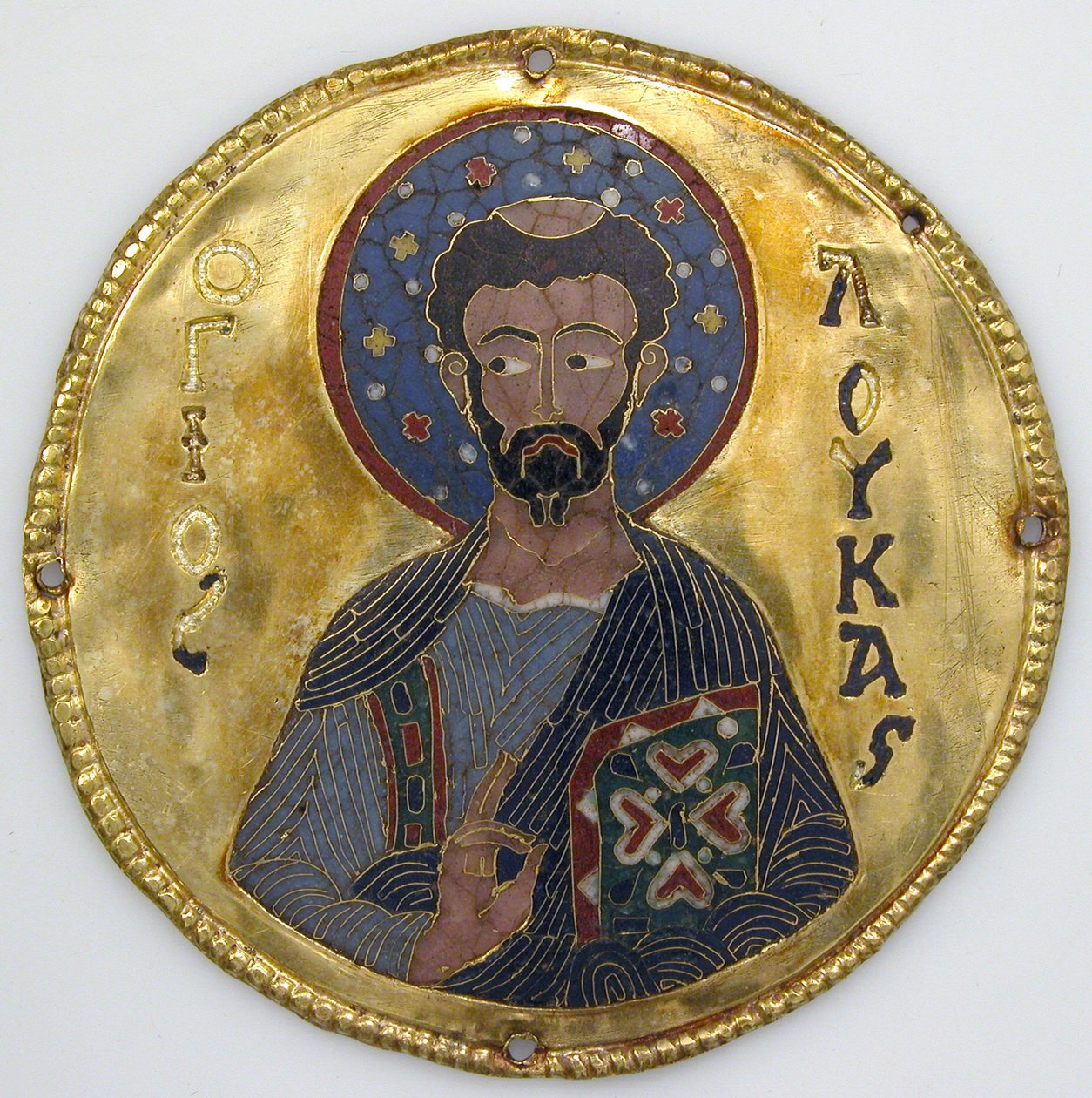 Medalhão com São Lucas de uma Moldura de Ícone, c.1100 (ouro, prata e esmalte cloisonné) de Byzantine
