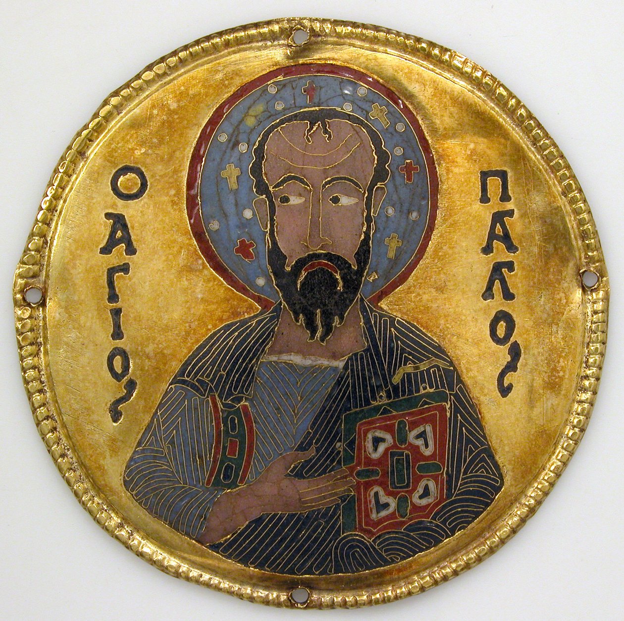 Medalhão com São Paulo de uma Moldura de Ícone, c.1100 (ouro, prata e esmalte cloisonné) de Byzantine