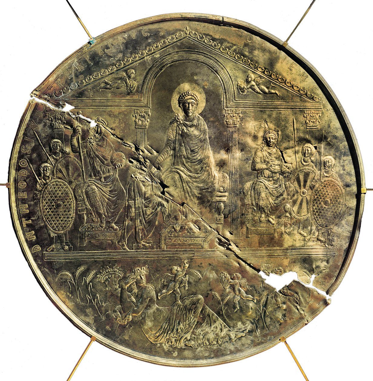 Missorium (prato grande de prata) de Theodosius I (346-395), século IV d.C. (prata) de Byzantine