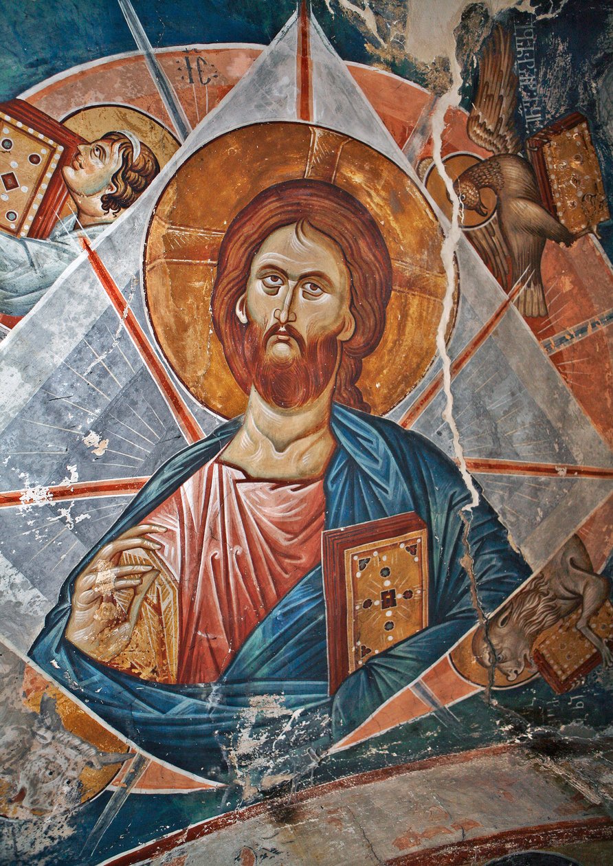 Salvator Mundi (Salvador do Mundo) - Peinture de Damiane (ativo do século XIV) - século XIV - Fresco - Mosteiro de São Jorge, Ubisi (Georgie) ©FineArtImages/Leemage de Byzantine