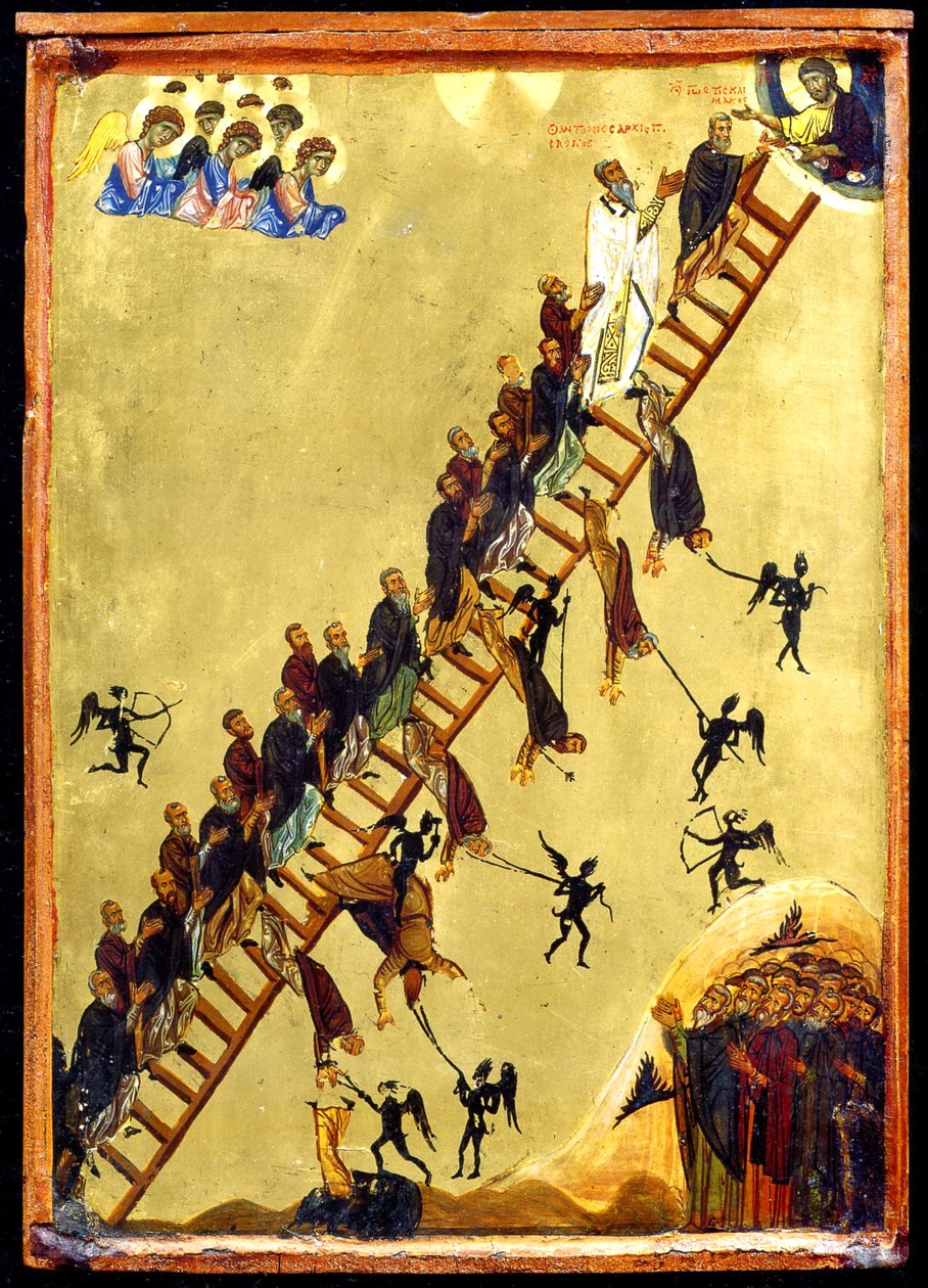 A Escada Celestial de São João do Clímaco (têmpera e ouro sobre madeira) de Byzantine