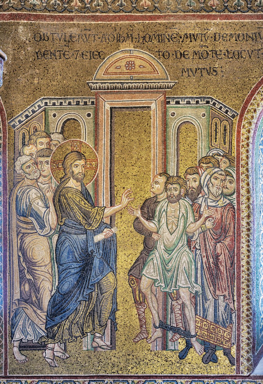 O Milagre da cura dos Possuídos, mosaico bizantino, Episódios da vida de Cristo, séculos XII-XIII (mosaico) de Byzantine