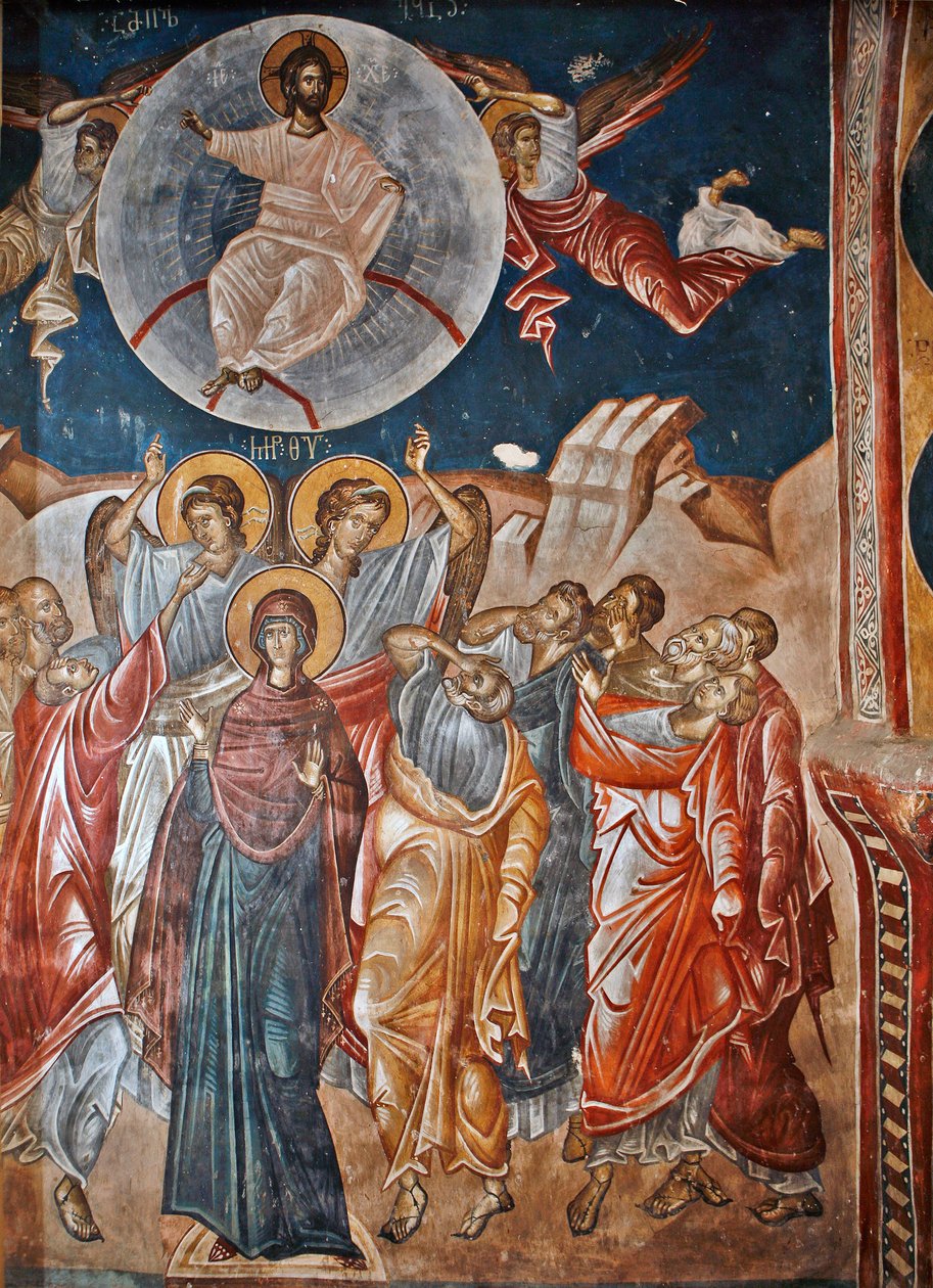 A Ressurreição - Peinture de Damiane (século XIV activo) - Século XIV - Fresco - Mosteiro de São Jorge, Ubisi ©FineArtImages/Leemage de Byzantine