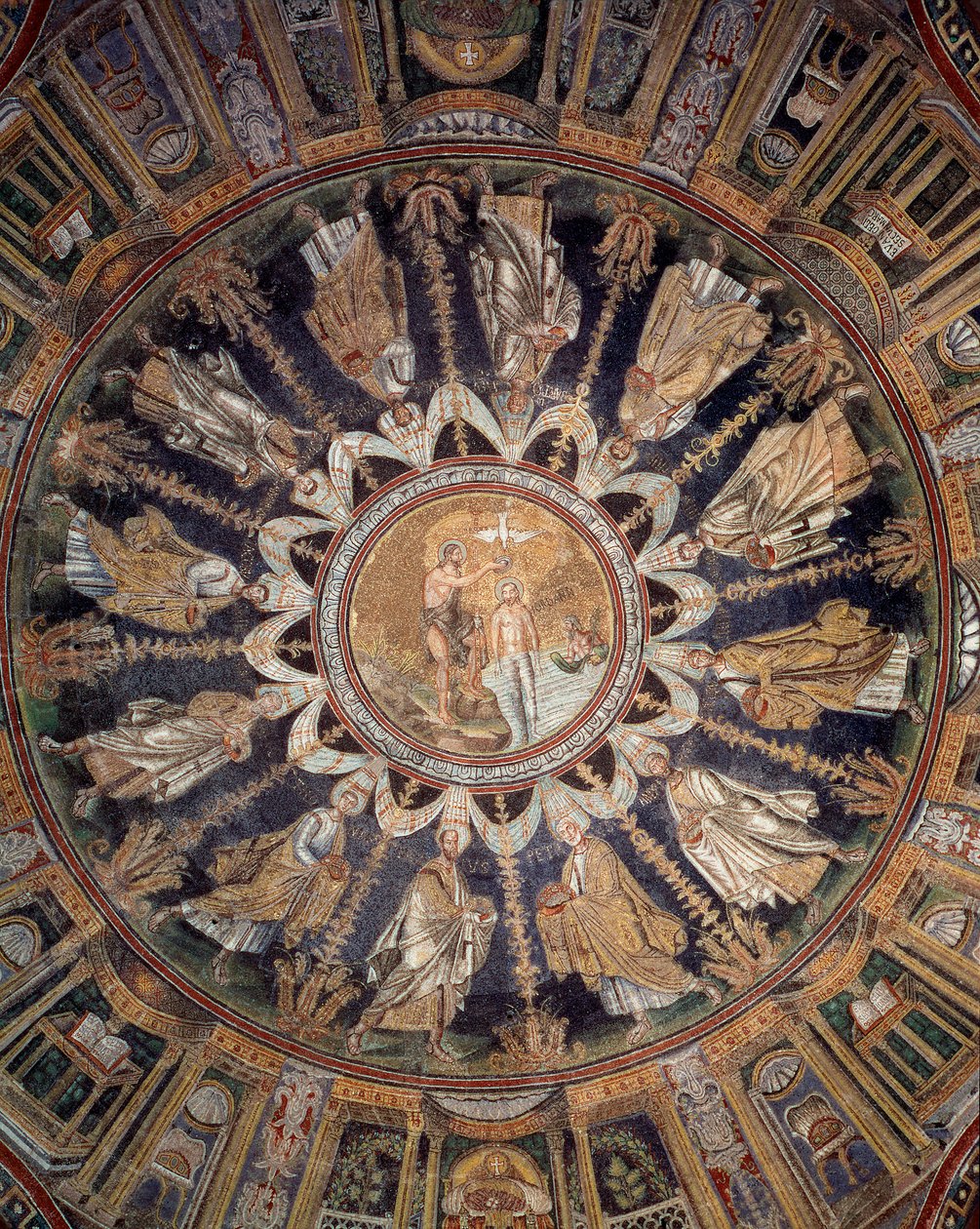 Os apóstolos (mosaico de teto, 400-450) de Byzantine