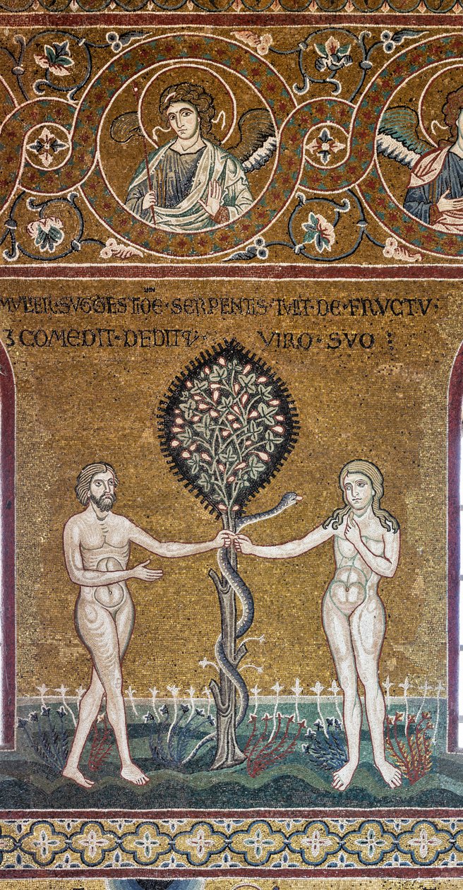 O pecado original, mosaico bizantino, Ciclo do Antigo Testamento - Paraíso Terrestre, XII-XIII seg (mosaico) de Byzantine