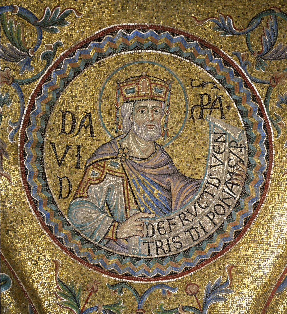 Rei David Detalhe dos mosaicos interiores na Basílica de São Marcos, século XIII de Byzantine Byzantine