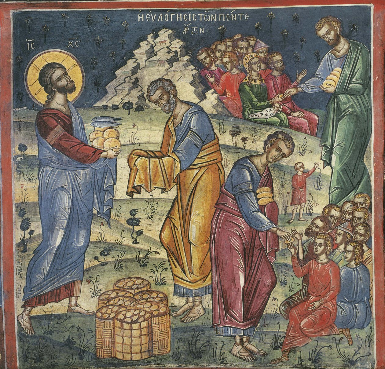 O milagre dos cinco pães e dois peixes, século XVI de Byzantine Byzantine
